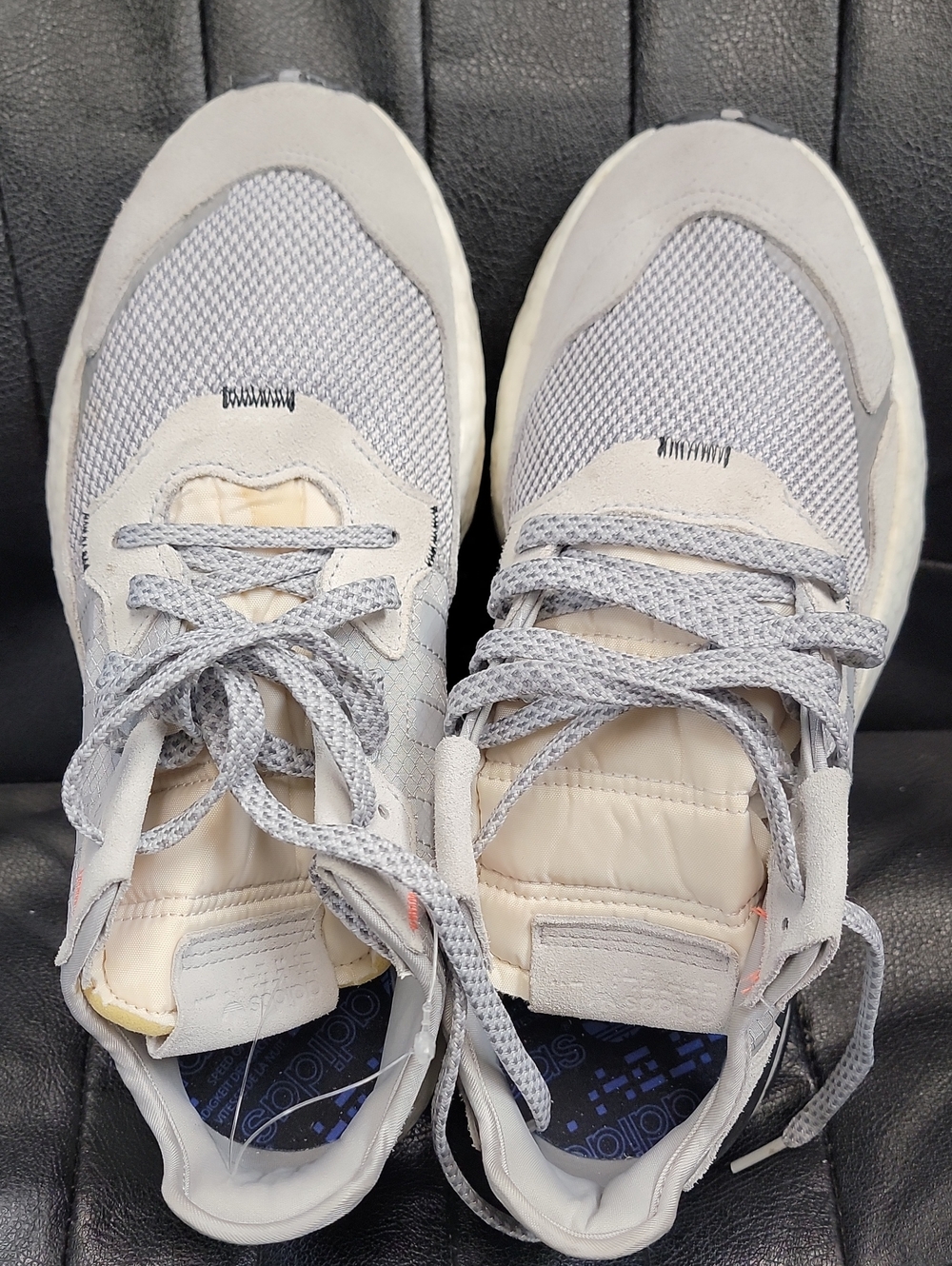 adidas Gray and Cream Lightweight Mesh Sneakers